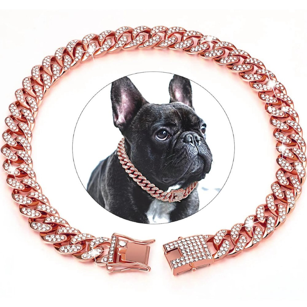 Hundehalsbånd Med Zirconia-Diamanter Til Hunde, Justerbart Design, Stilet Tilbehør