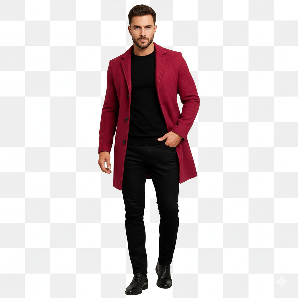 Ian Herre Vinterfrakke | Lang Knappet Frakke | Vindafvisende & Elegant Design