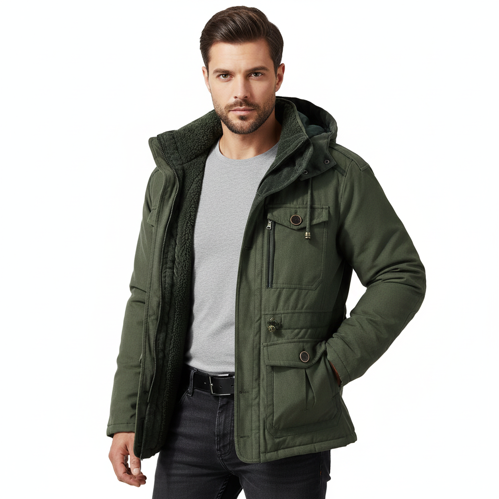 Ivan Winter Parka til Mænd – Militærstil Hættetrøje med Store Lommer