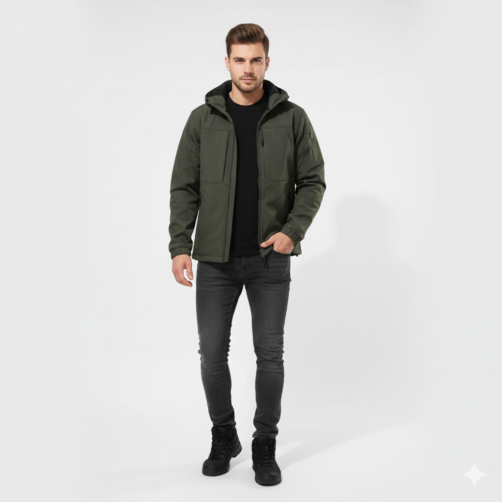 Max Herre Softshell Jakke med Hætte – Funktionelt Design & Strækbar Moderne Pasform