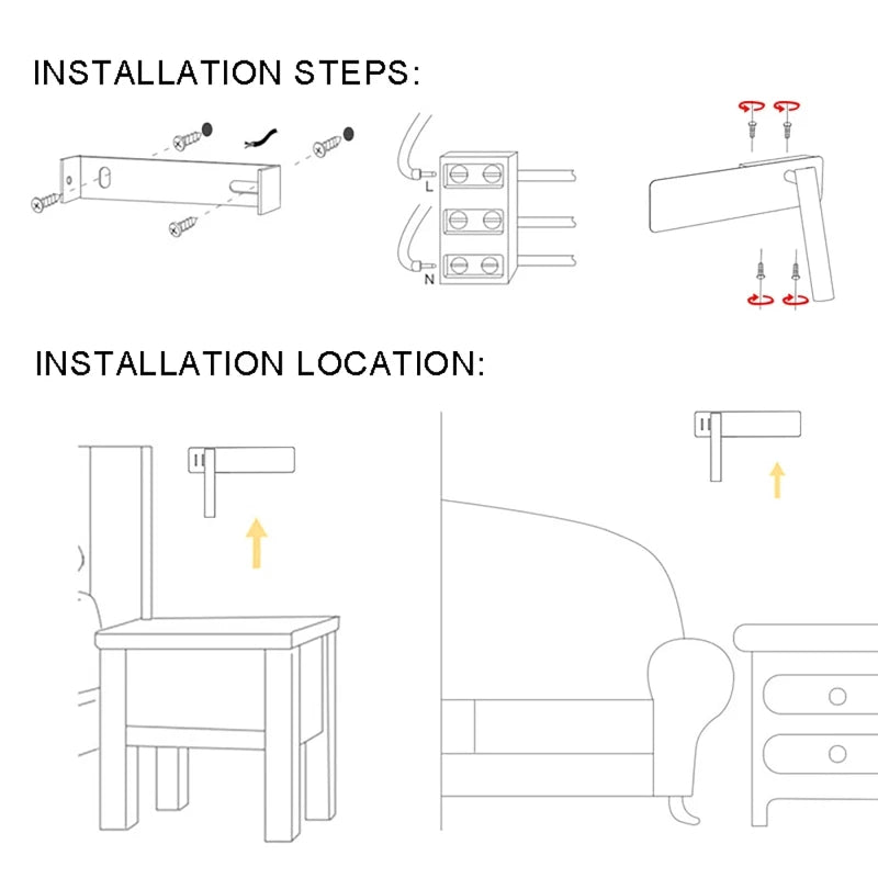 Justerbar LED-lampe til Sengebelysning Moderne Design
