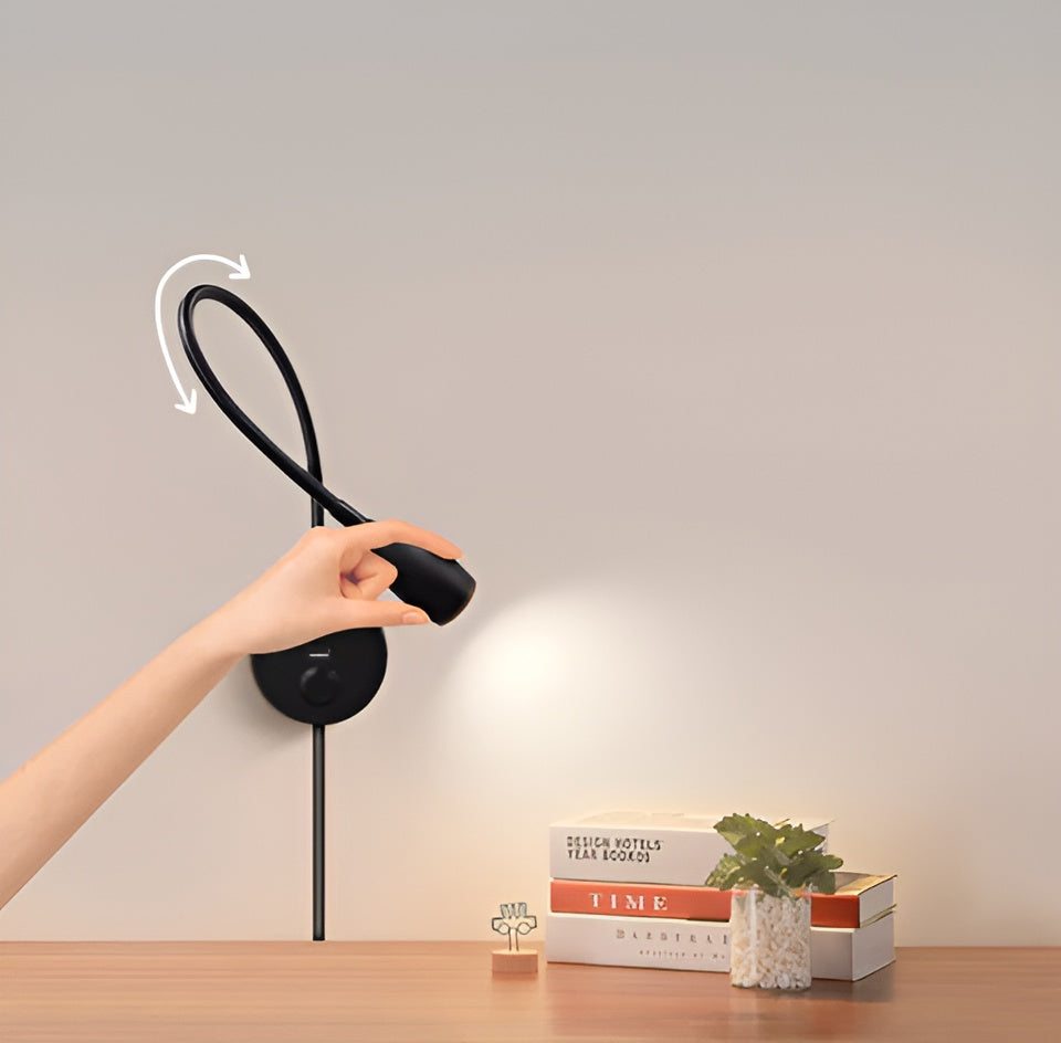 Justerbar LED Læselampe til Bog med USB-Opladningsport og Fleksibel Hals