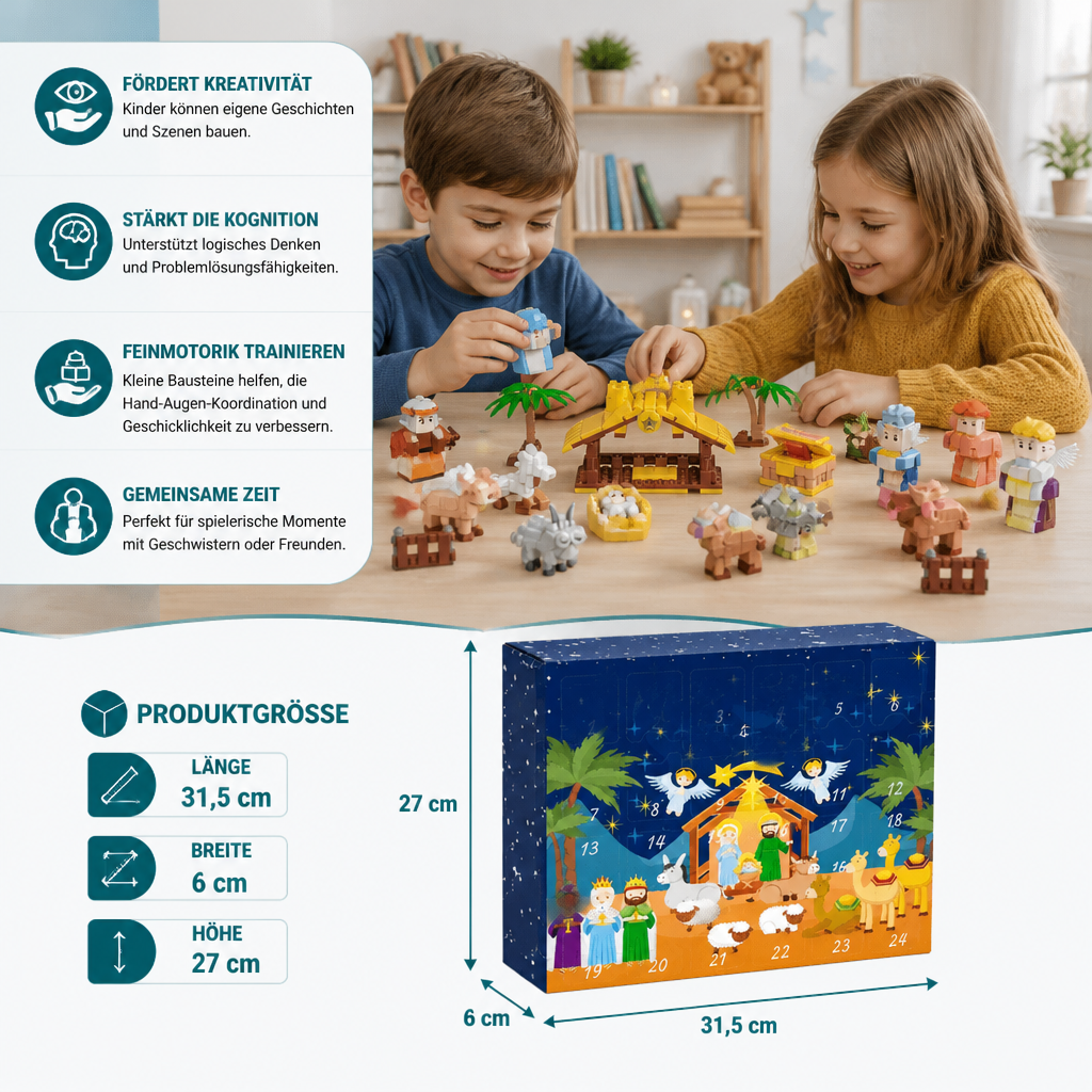 Julkrubba Byggstenar Adventskalender – 24 Dagar Fyllda med Julfigurer