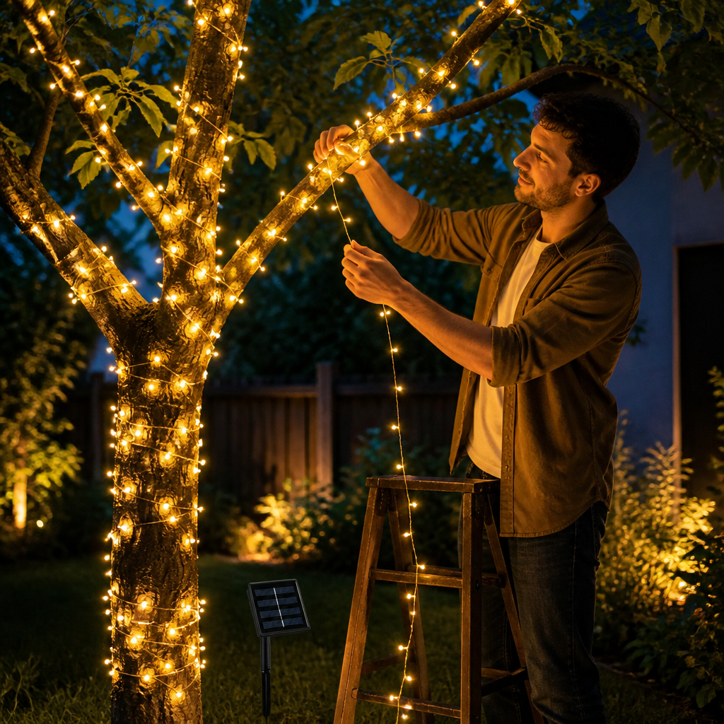 Solar-Powered LED Christmas Lights for Outdoor Use - Solar-Powered String Lights with 8 Lighting Modes