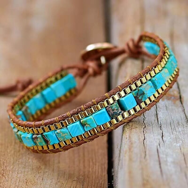 Kejsersten Armbånd Firkantet Kædedesign Boho Stil