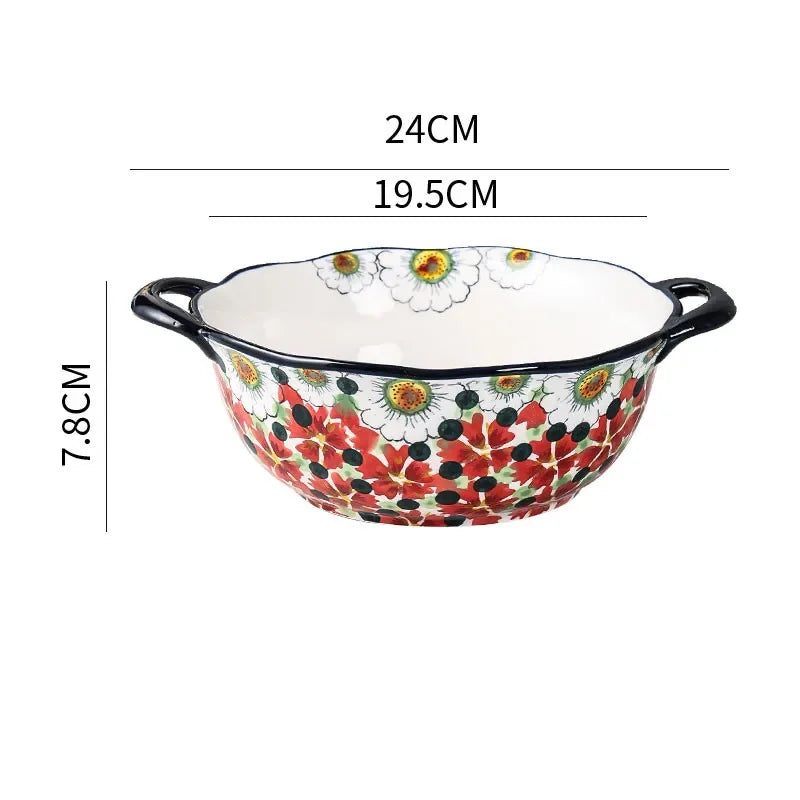 Keramiske Boller med Blomsterdesign