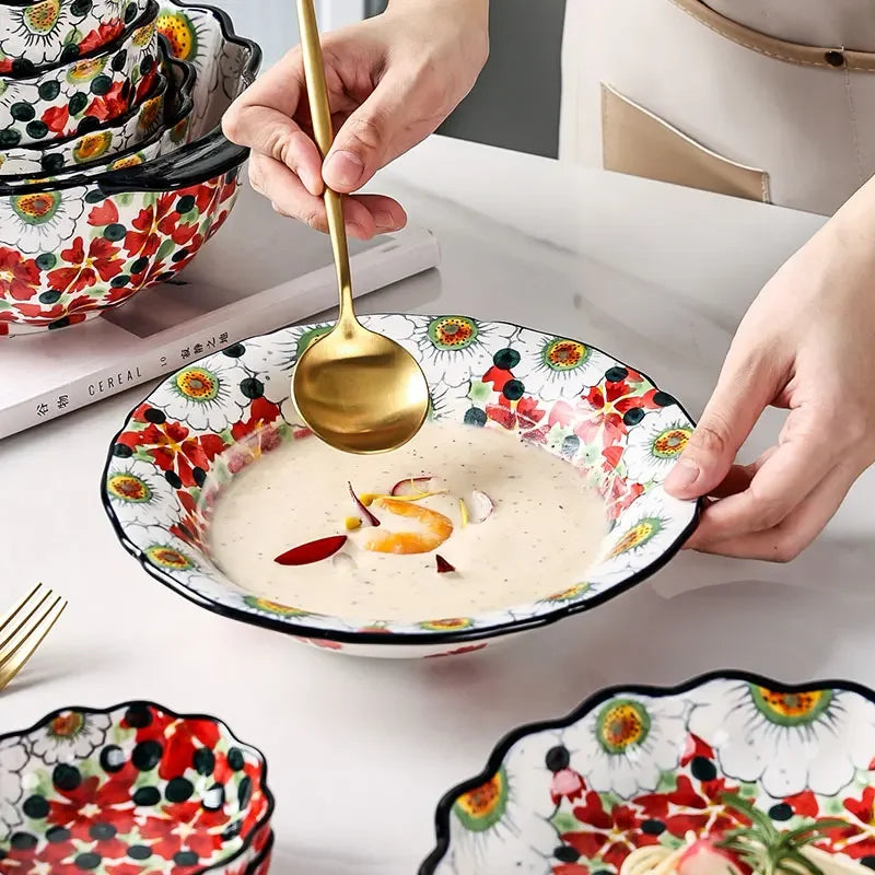 Keramiske Boller med Blomsterdesign