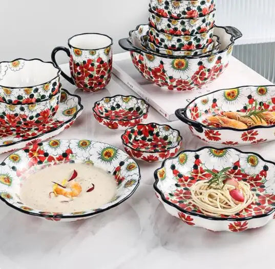 Keramiske Boller med Blomsterdesign