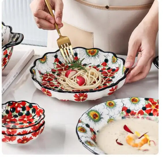 Keramiske Boller med Blomsterdesign