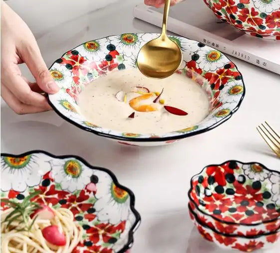 Keramiske Boller med Blomsterdesign