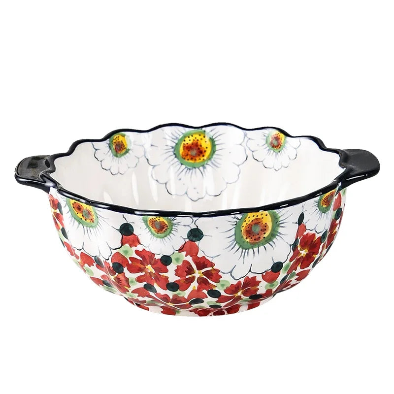 Keramiske Boller med Blomsterdesign