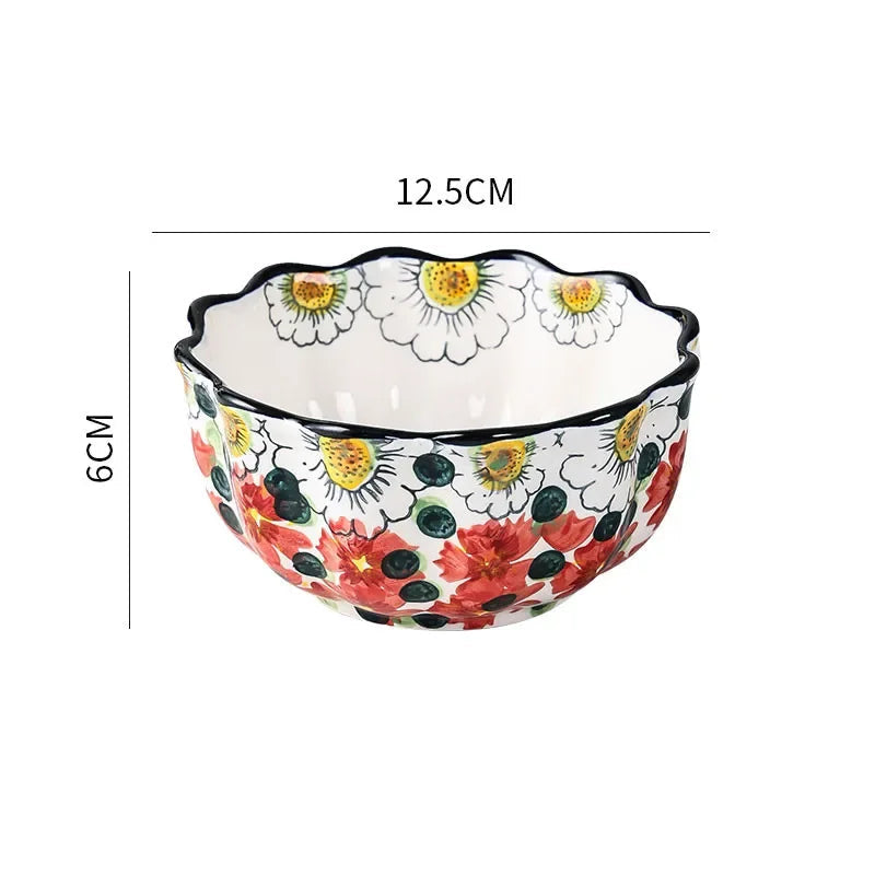 Keramiske Boller med Blomsterdesign