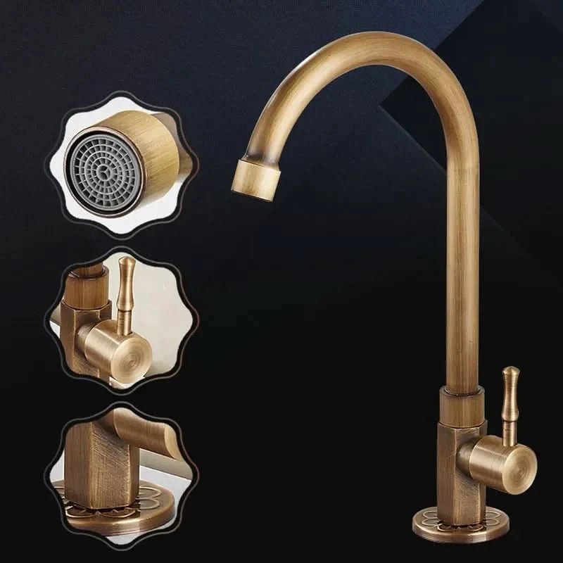 Køkkenhane Svanehals Design Antik Messing Finish
