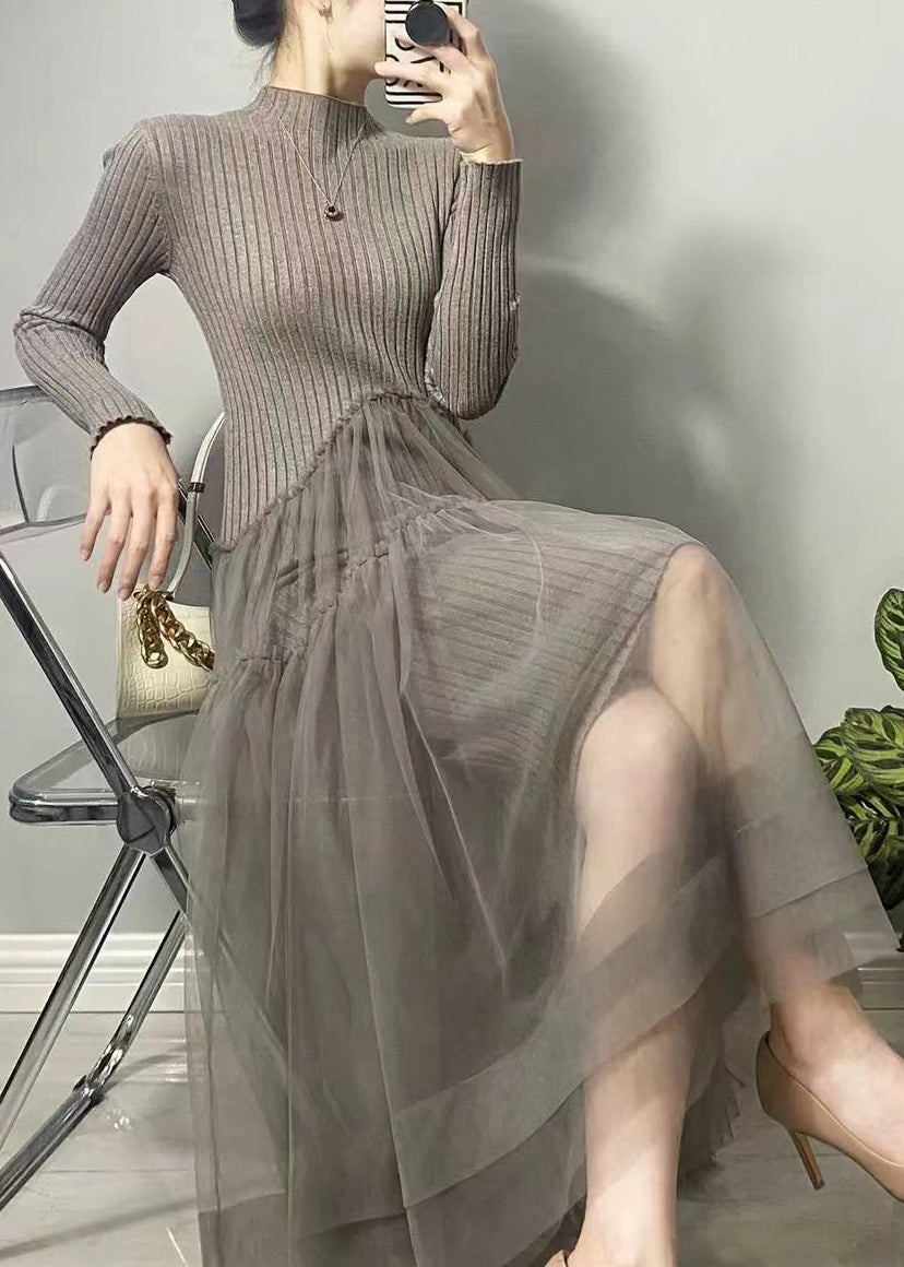 Kvindernes Lange Kjole Asymmetrisk Tyl Design