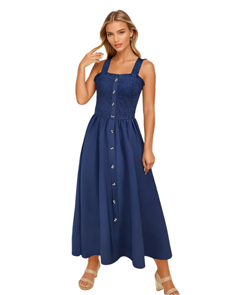 Kvinders A-Line Maxi Kjole Med Shirret Bodice
