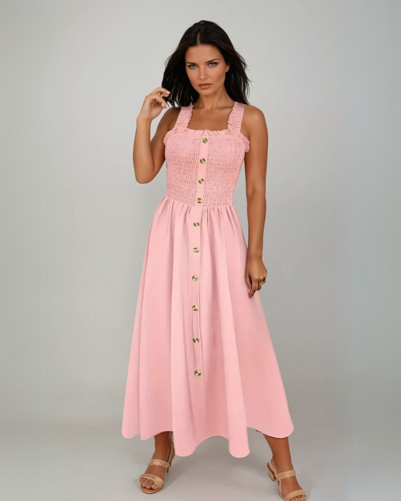 Kvinders A-Line Maxi Kjole Med Shirret Bodice