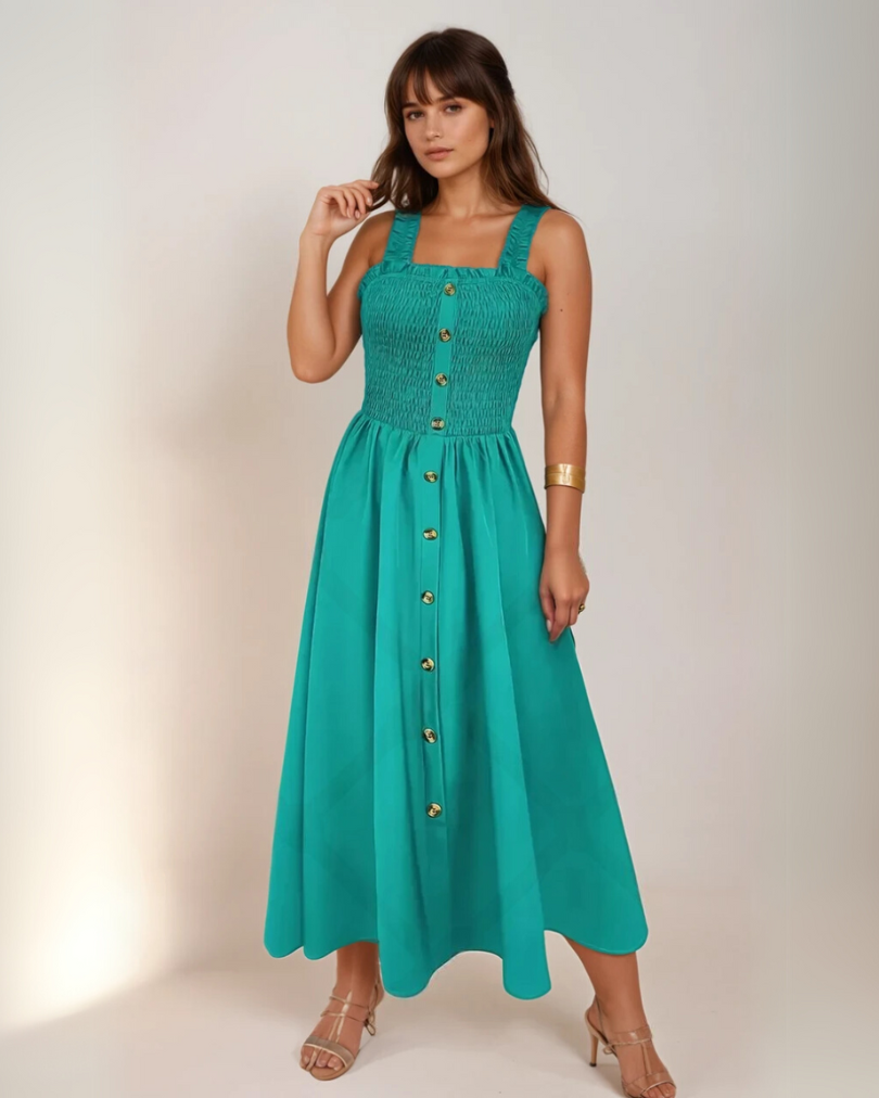 Kvinders A-Line Maxi Kjole Med Shirret Bodice