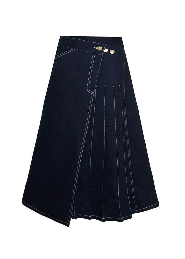 Kvinders Asymmetrisk Denim Nederdel Med Elastisk Talje