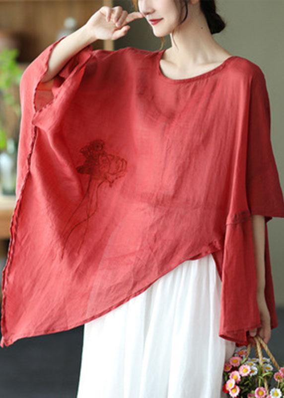 Kvinders Asymmetrisk Design Broderet Skjorte