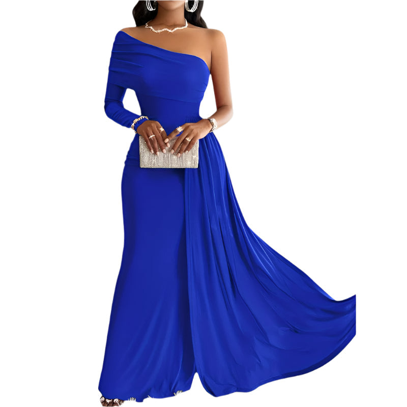 Kvinders Asymmetrisk Maxi Kjole Polyester Bodycon