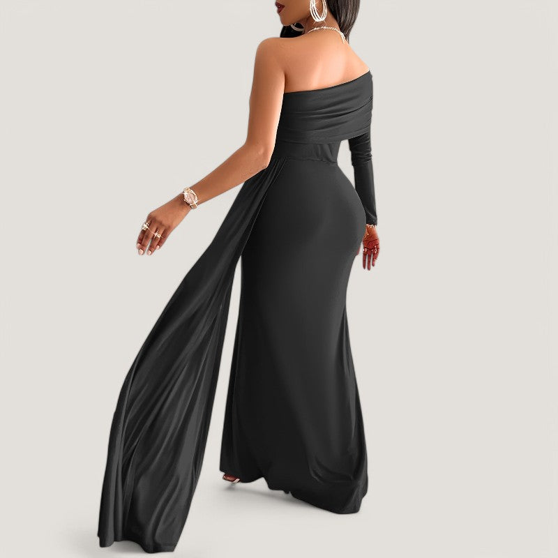Kvinders Asymmetrisk Maxi Kjole Polyester Bodycon