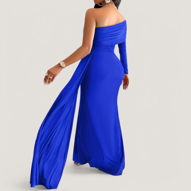 Kvinders Asymmetrisk Maxi Kjole Polyester Bodycon