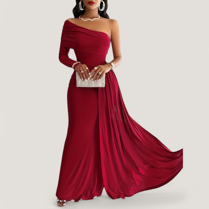 Kvinders Asymmetrisk Maxi Kjole Polyester Bodycon