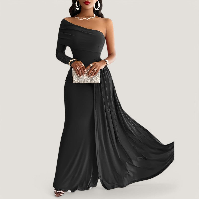 Kvinders Asymmetrisk Maxi Kjole Polyester Bodycon