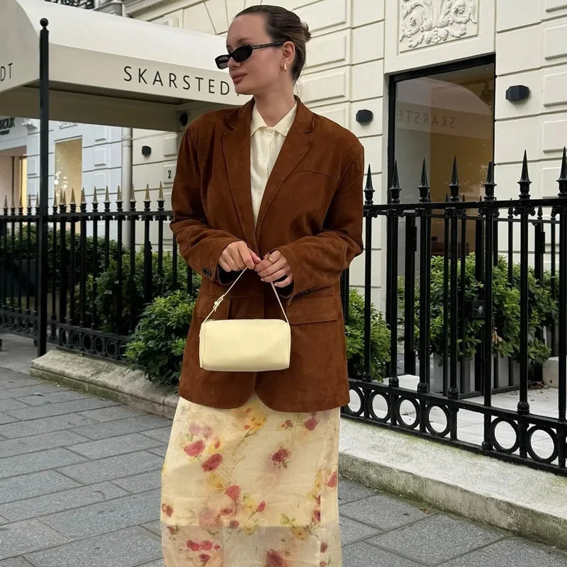 Kvinders Blazer Jakke Cropped Fit Med Lange Ærmer