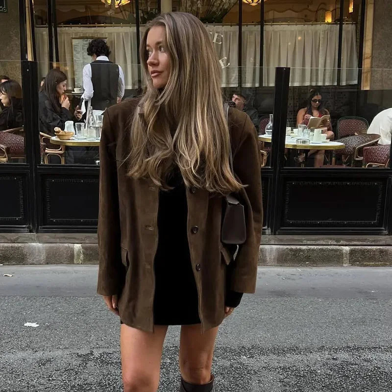 Kvinders Blazer Jakke Cropped Fit Med Lange Ærmer