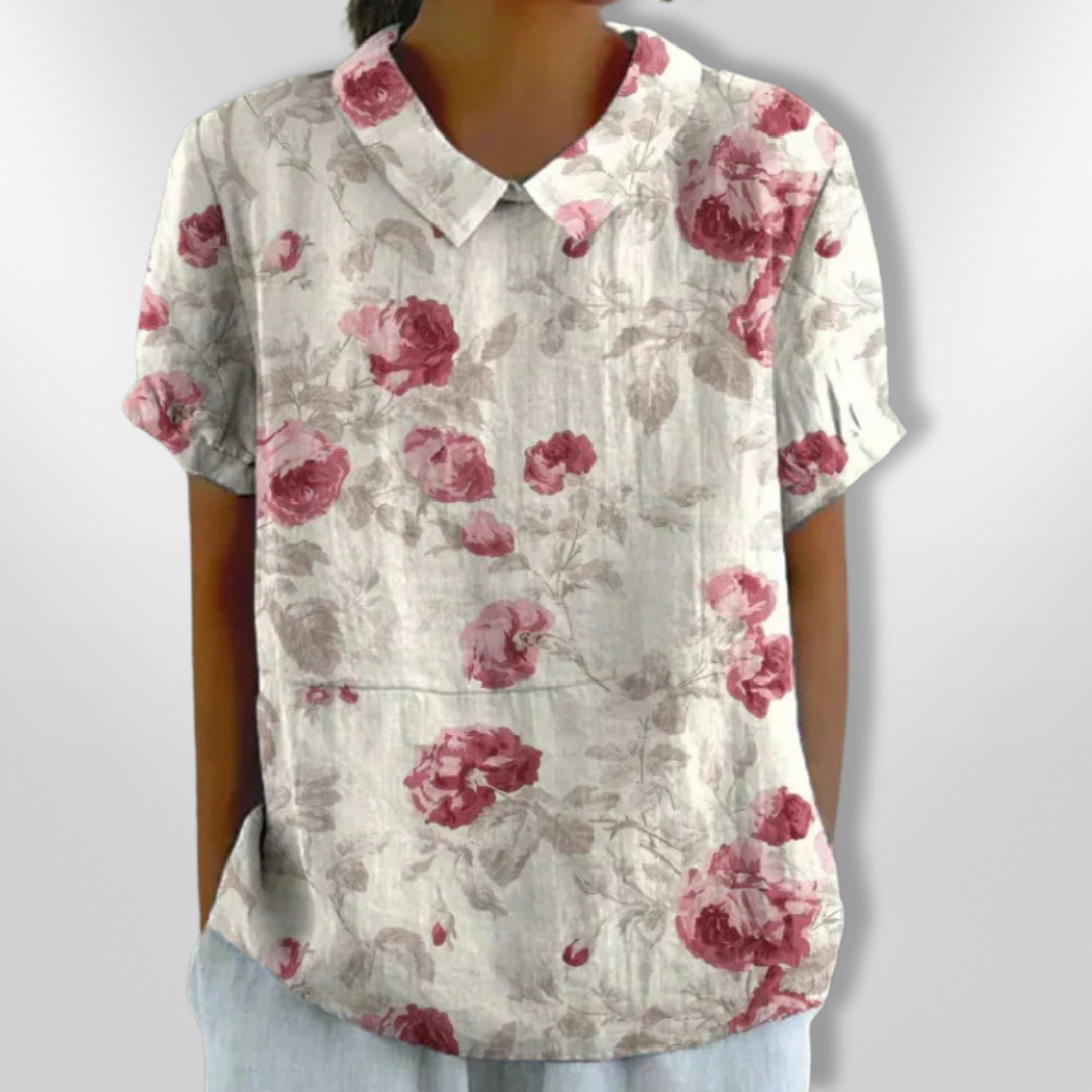 Kvinders Bluse Med Blomsterprint Lette Materialer