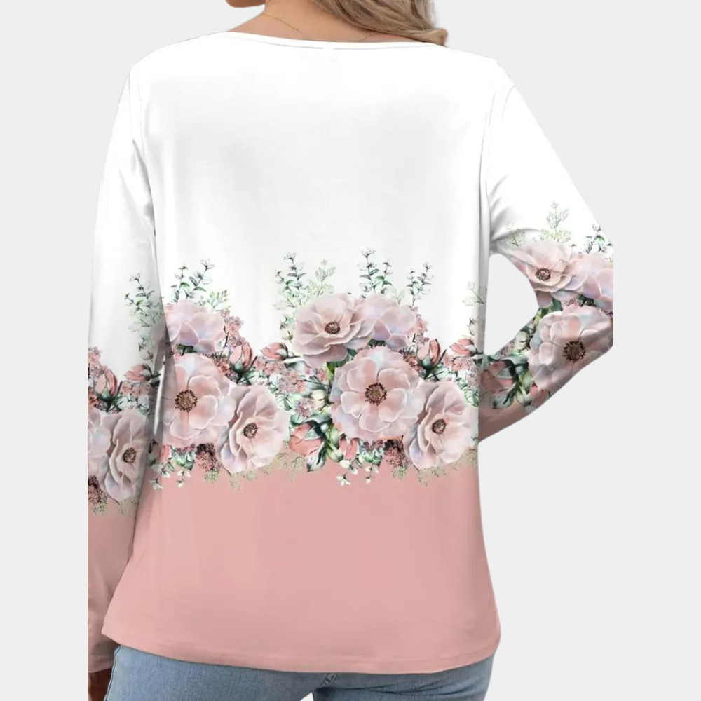 Kvinders Bluse med Blomsterprint og Flatterende Silhuet