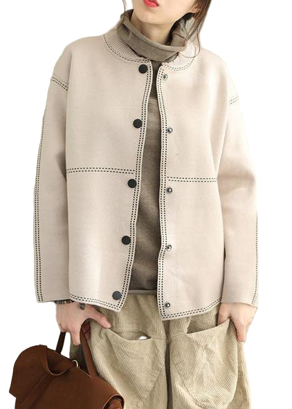 Kvinders Button Down Sweater Frakke Casual Stil