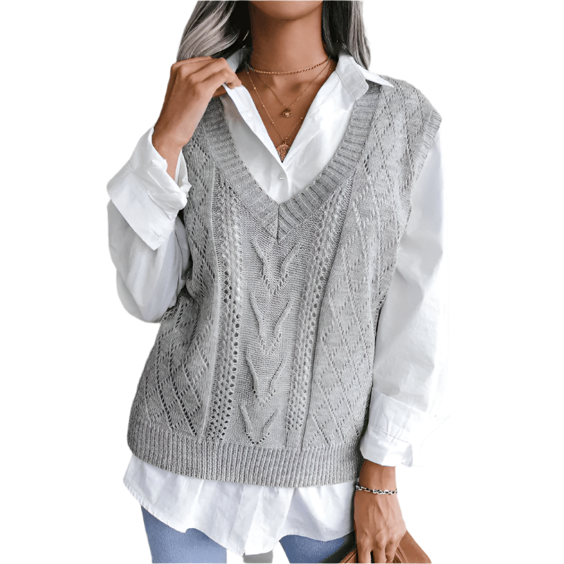 Kvinders Cardigan Ærmeløs V-Hals Acrylnet