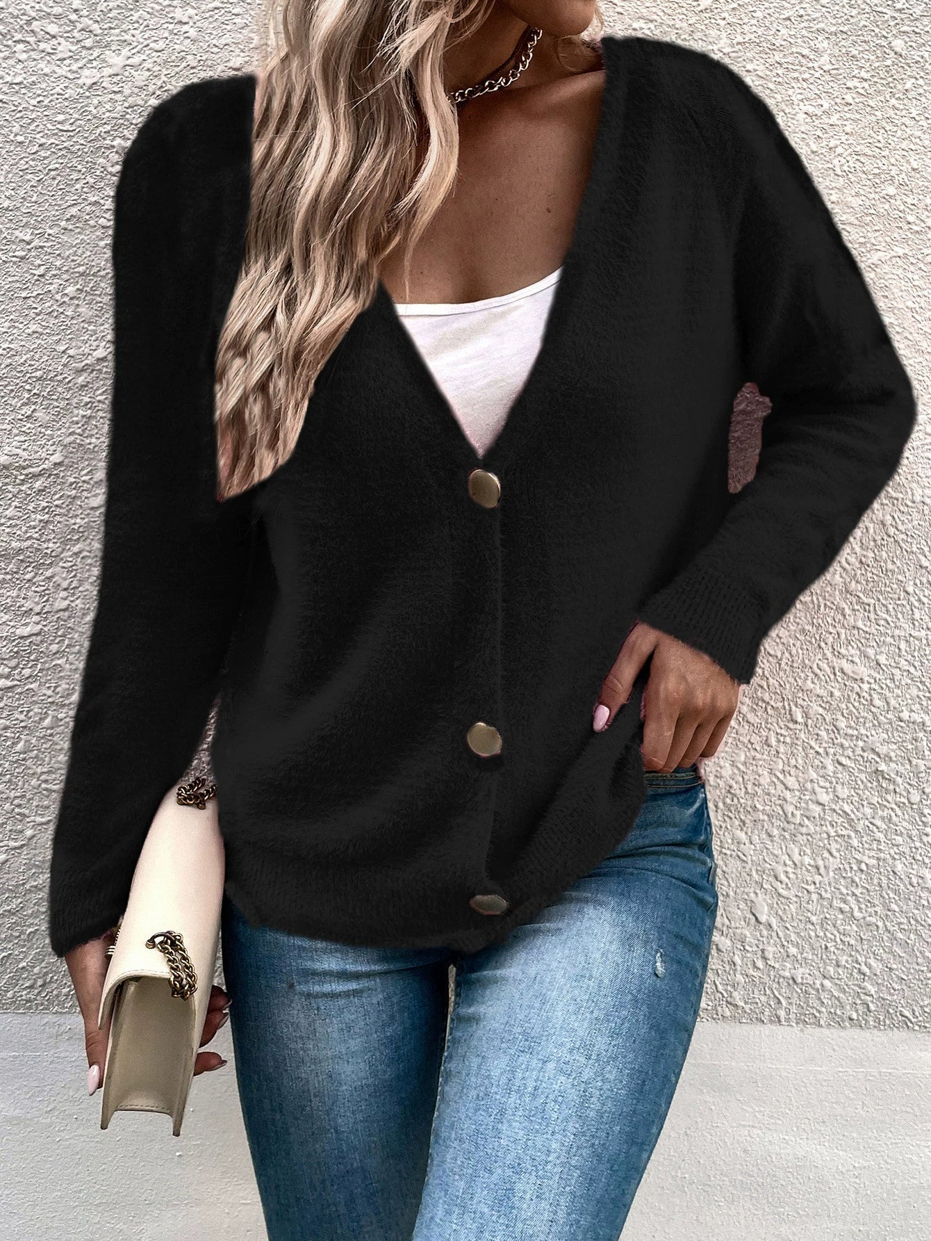 Kvinders Cardigan V-Neck Knappet