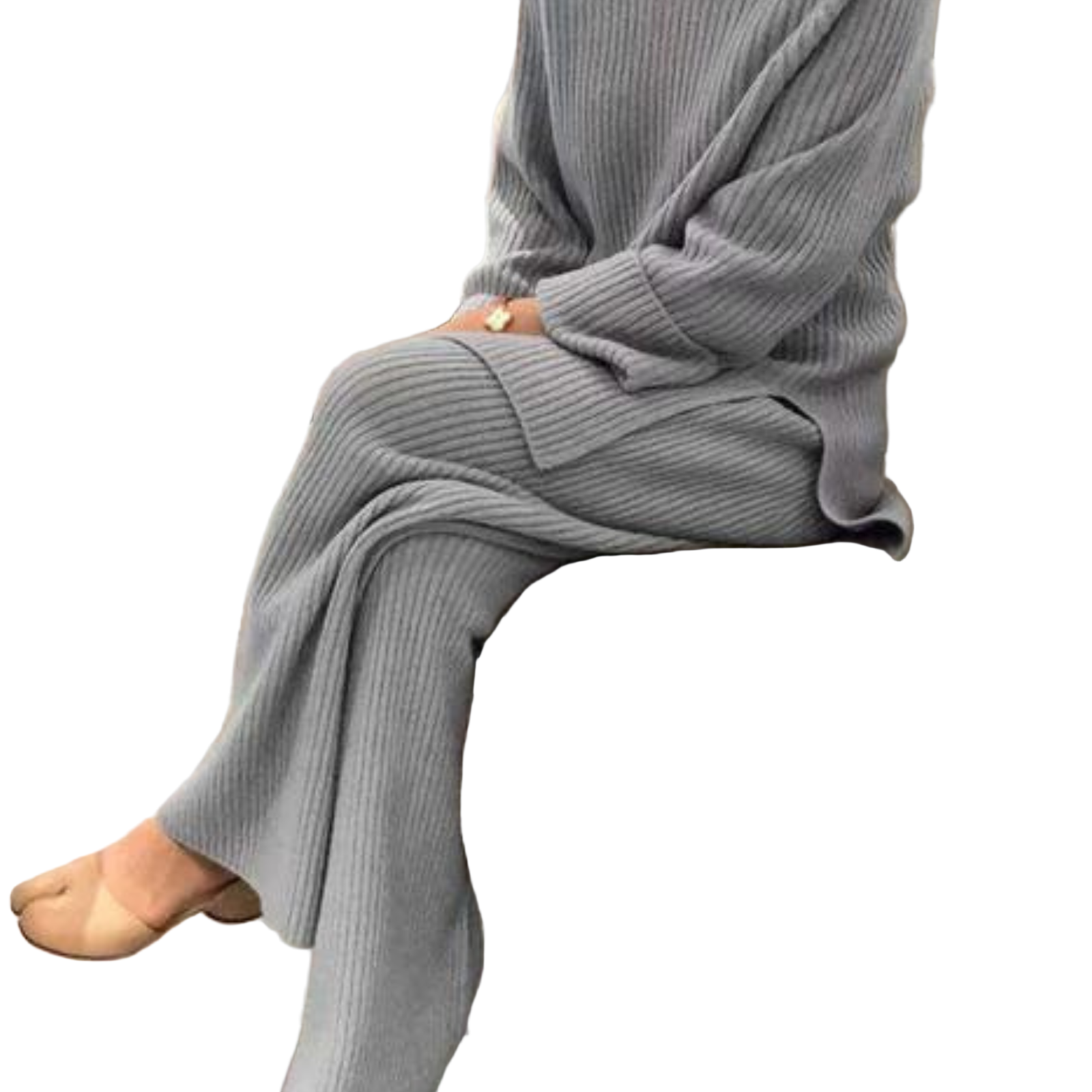 Kvinders Casual Sæt Striktrøje og Bukser Løstsiddende Minimalistisk