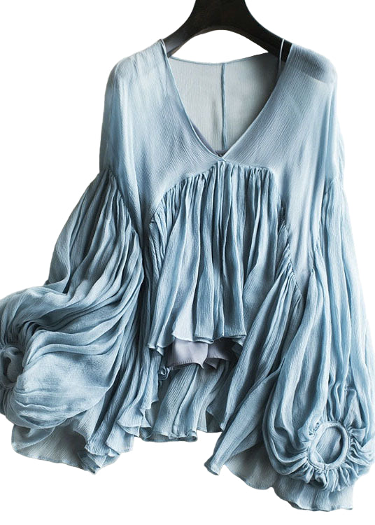 Kvinders Chiffon Skjorte med Lanterneærmer