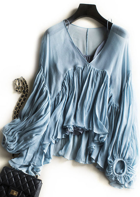 Kvinders Chiffon Skjorte med Lanterneærmer