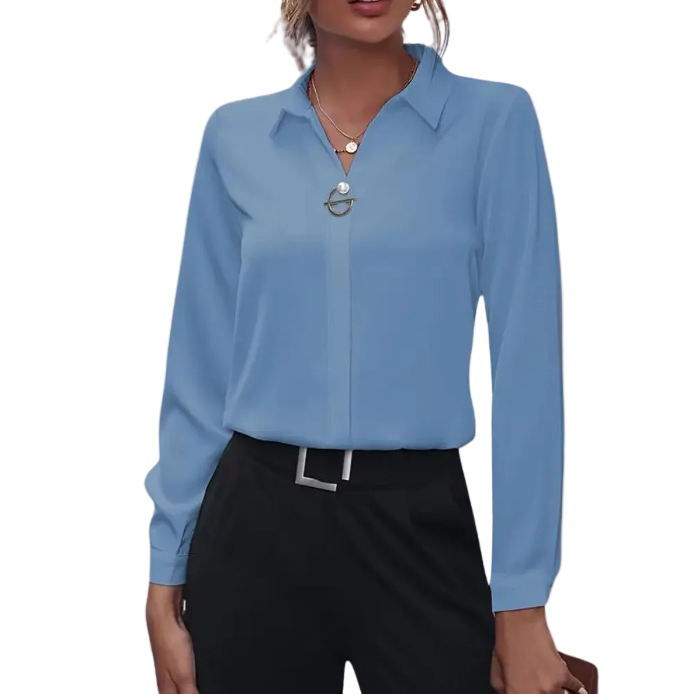 Kvinders Chiffonbluse med Klassisk Krave