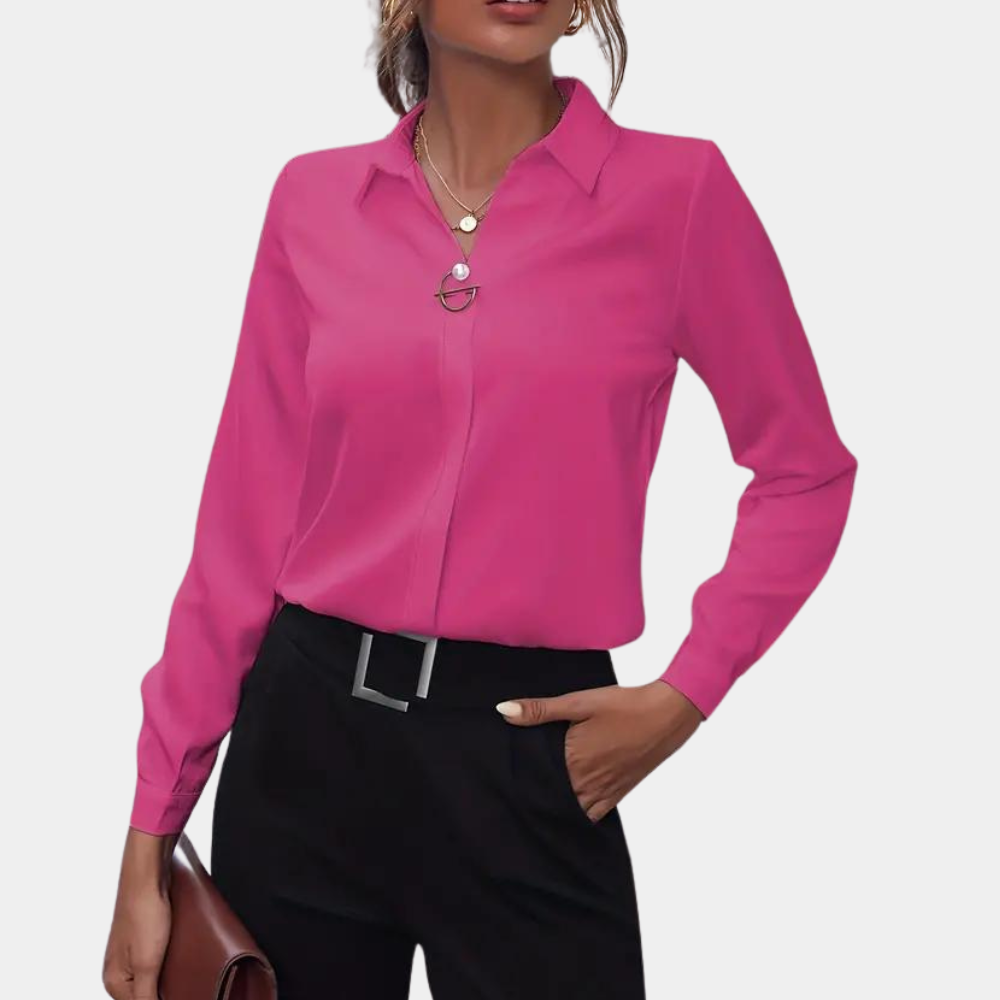 Kvinders Chiffonbluse med Klassisk Krave