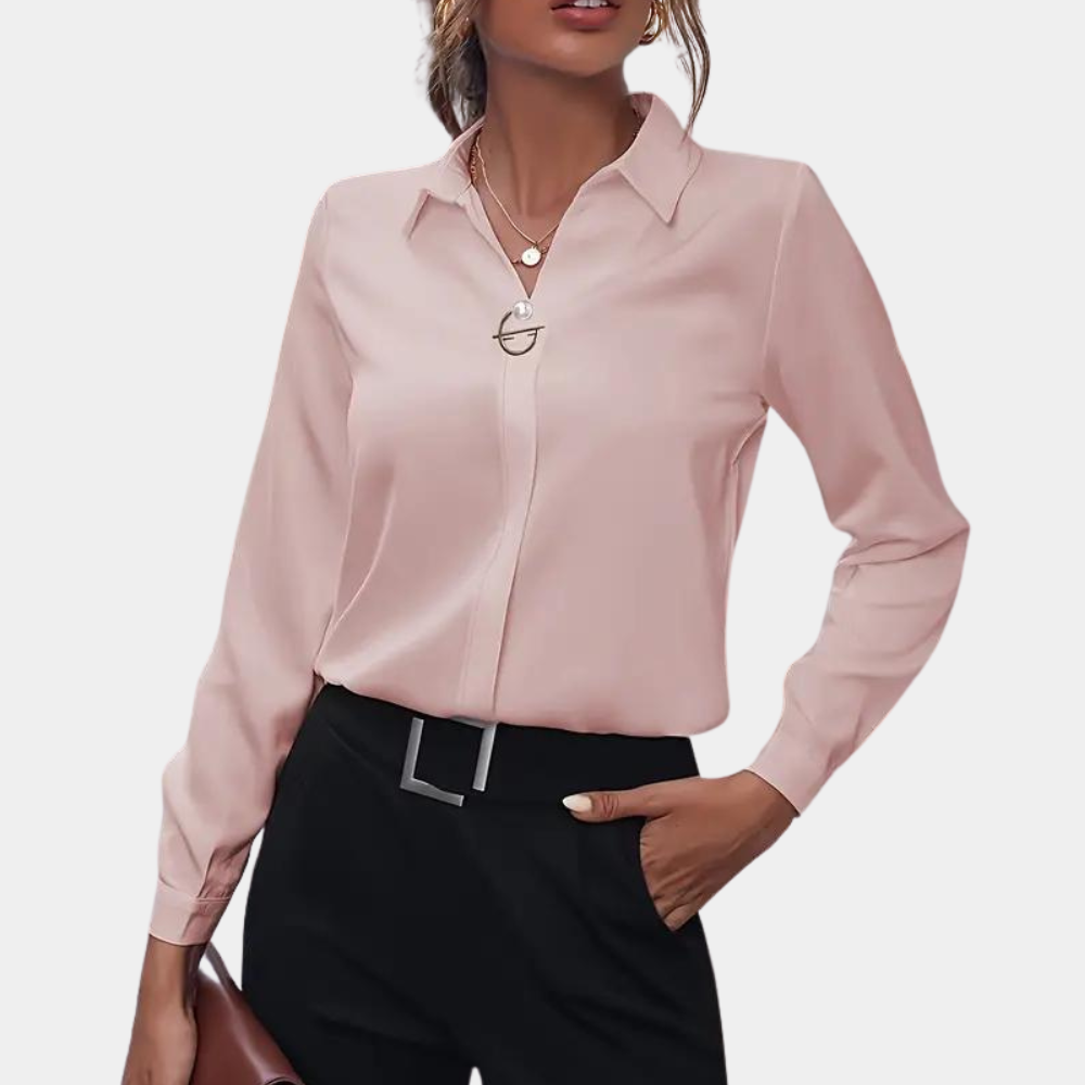 Kvinders Chiffonbluse med Klassisk Krave