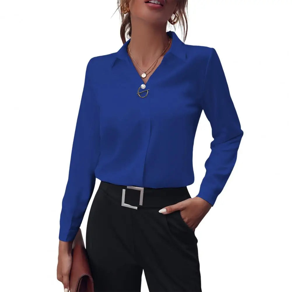 Kvinders Chiffonbluse med Klassisk Krave