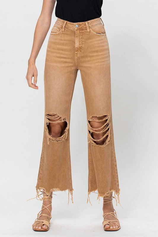 Kvinders Crop Flare Jeans Vintage 90'er Stil