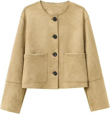 Kvinders Cropped Blazer Jakke med Lange Ærmer