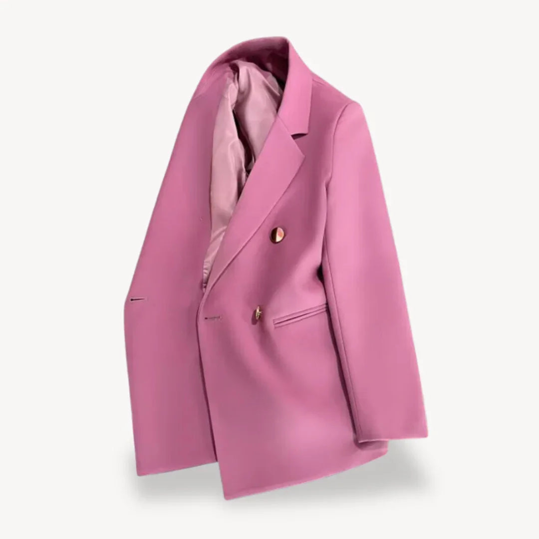 Kvinders Dobbeltradet Blazer Med Guldfarvede Knapper