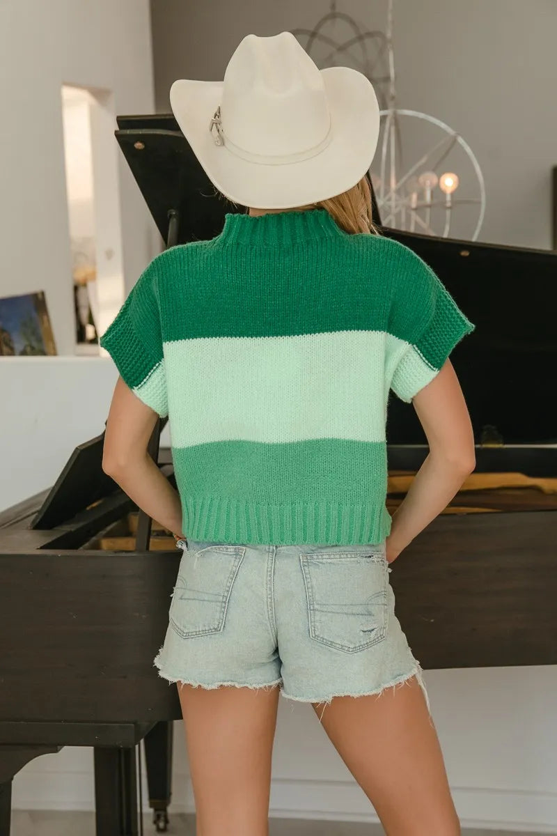 Kvinders Farveblok Sweater Oversized Rayon Nylon med Kløver Broderi og Pailletter