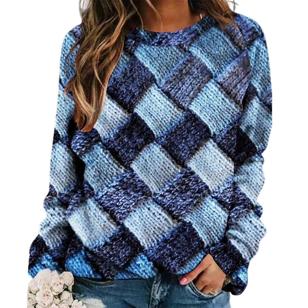 Kvinders Farverige Sweater med Løs Pasform