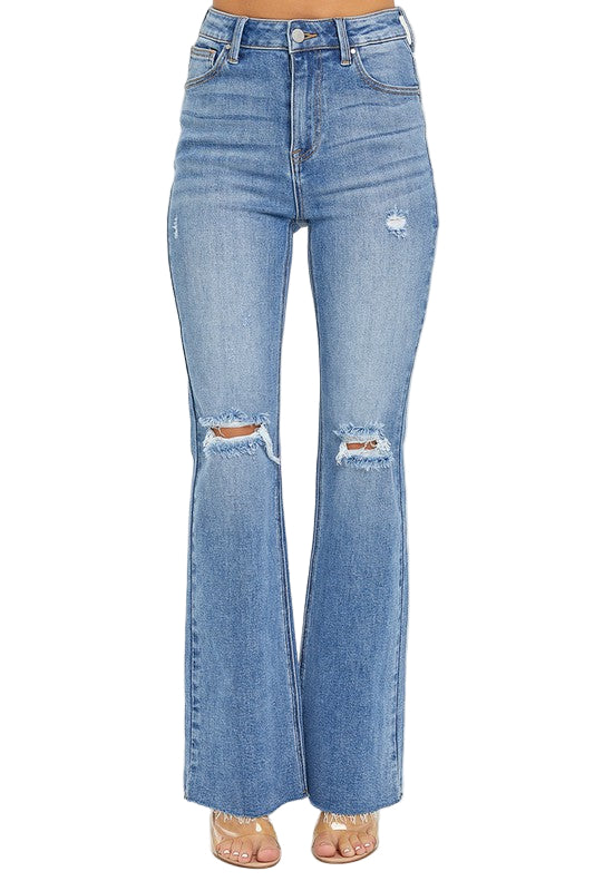 Kvinders Flared Jeans Høj Talje Medium Denim