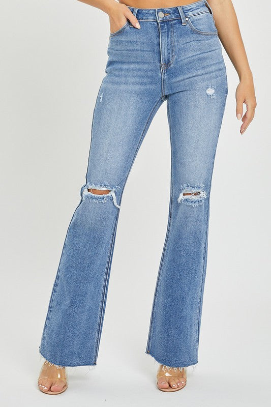 Kvinders Flared Jeans Høj Talje Medium Denim