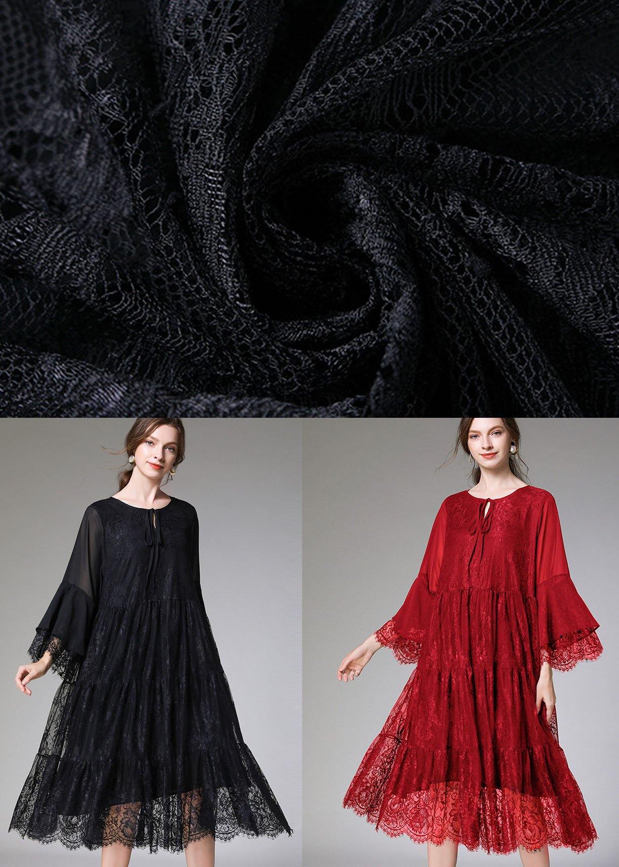 Kvinders Flared Sleeve Kjole med Blonde